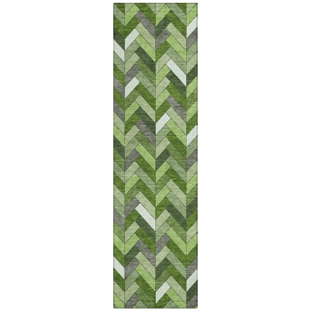 Machine Washable Indoor/Outdoor Chantille ACN2296 Green 2'3" x 7'6" Runner Rug. Picture 1
