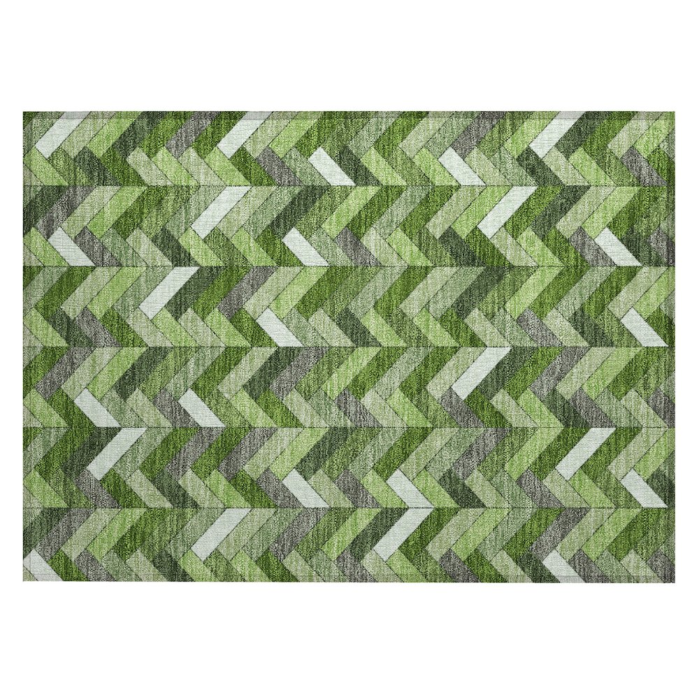 Machine Washable Indoor/Outdoor Chantille ACN2296 Green 1'8" x 2'6" Rug. Picture 1