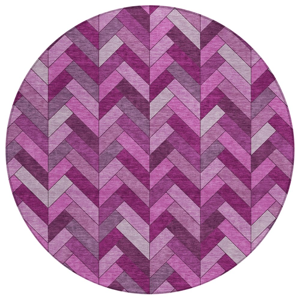 Machine Washable Indoor/Outdoor Chantille ACN2296 Pink 8' x 8' Round Rug. Picture 1