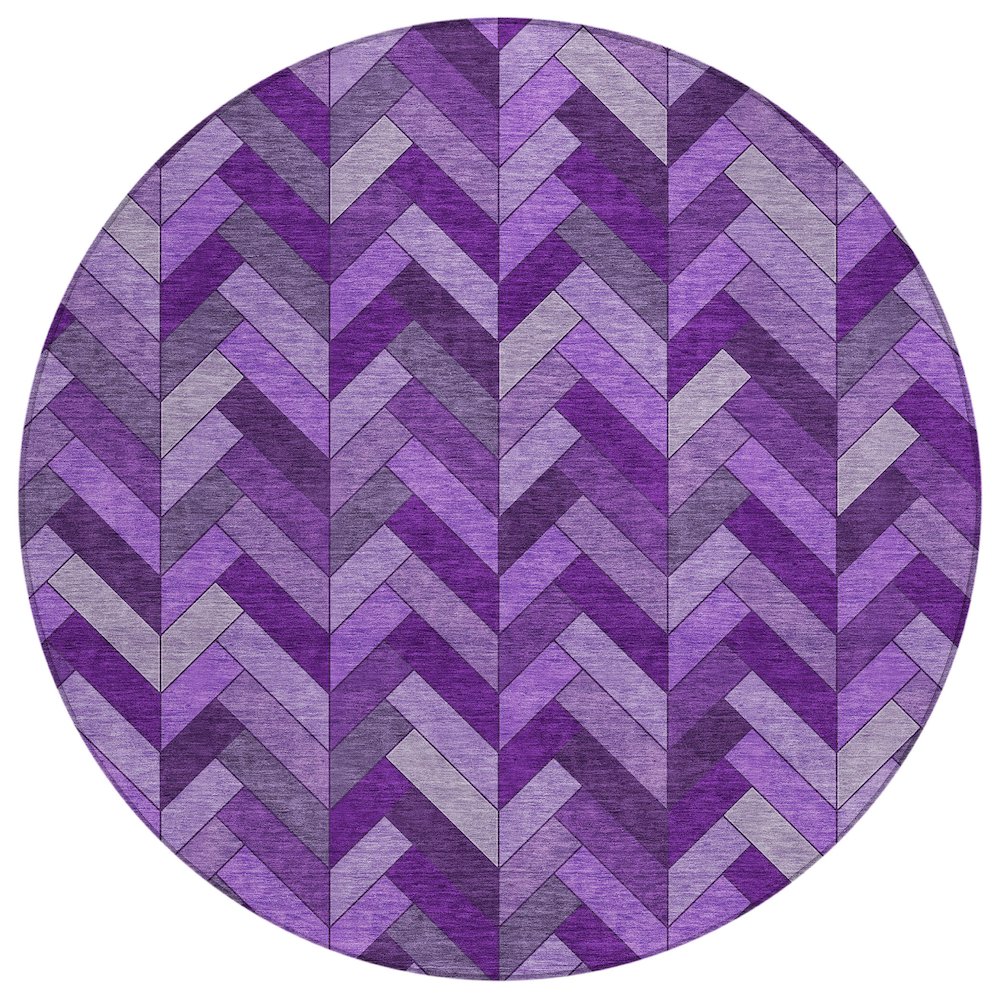 Machine Washable Indoor/Outdoor Chantille ACN2296 Purple 8' x 8' Round Rug. Picture 1