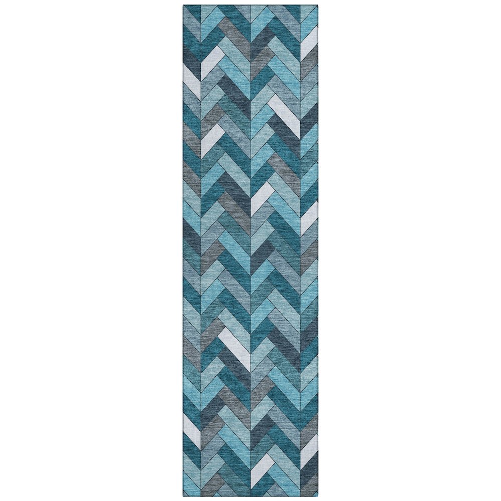 Machine Washable Indoor/Outdoor Chantille ACN2296 Teal 2'3" x 7'6" Runner Rug. Picture 1