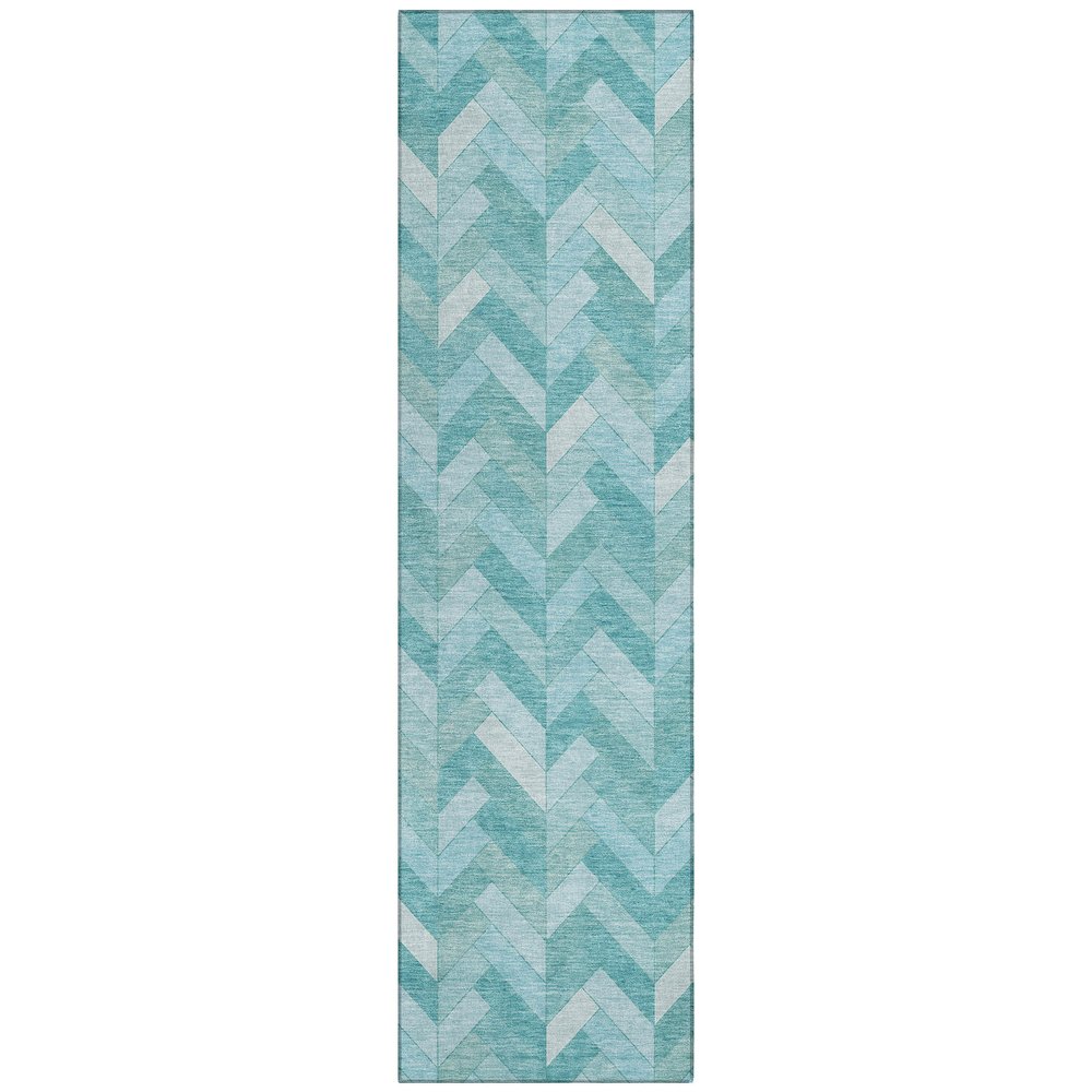 Machine Washable Indoor/Outdoor Chantille ACN2297 Teal 2'3" x 7'6" Runner Rug. Picture 1