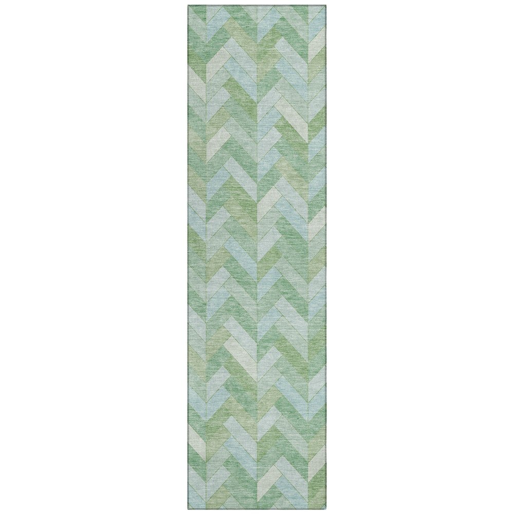 Machine Washable Indoor/Outdoor Chantille ACN2297 Green 2'3" x 7'6" Runner Rug. Picture 1