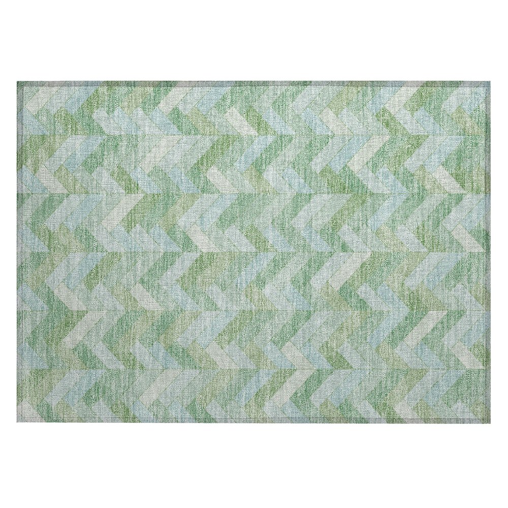 Machine Washable Indoor/Outdoor Chantille ACN2297 Green 1'8" x 2'6" Rug. Picture 1