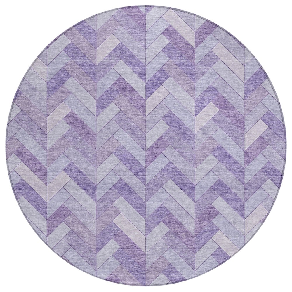 Machine Washable Indoor/Outdoor Chantille ACN2297 Purple 8' x 8' Round Rug. Picture 1
