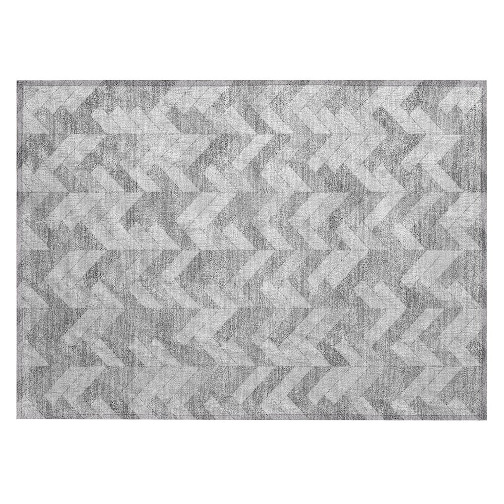 Machine Washable Indoor/Outdoor Chantille ACN2297 Gray 1'8" x 2'6" Rug. Picture 1