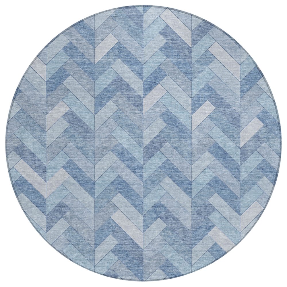 Machine Washable Indoor/Outdoor Chantille ACN2297 Blue 8' x 8' Round Rug. Picture 1