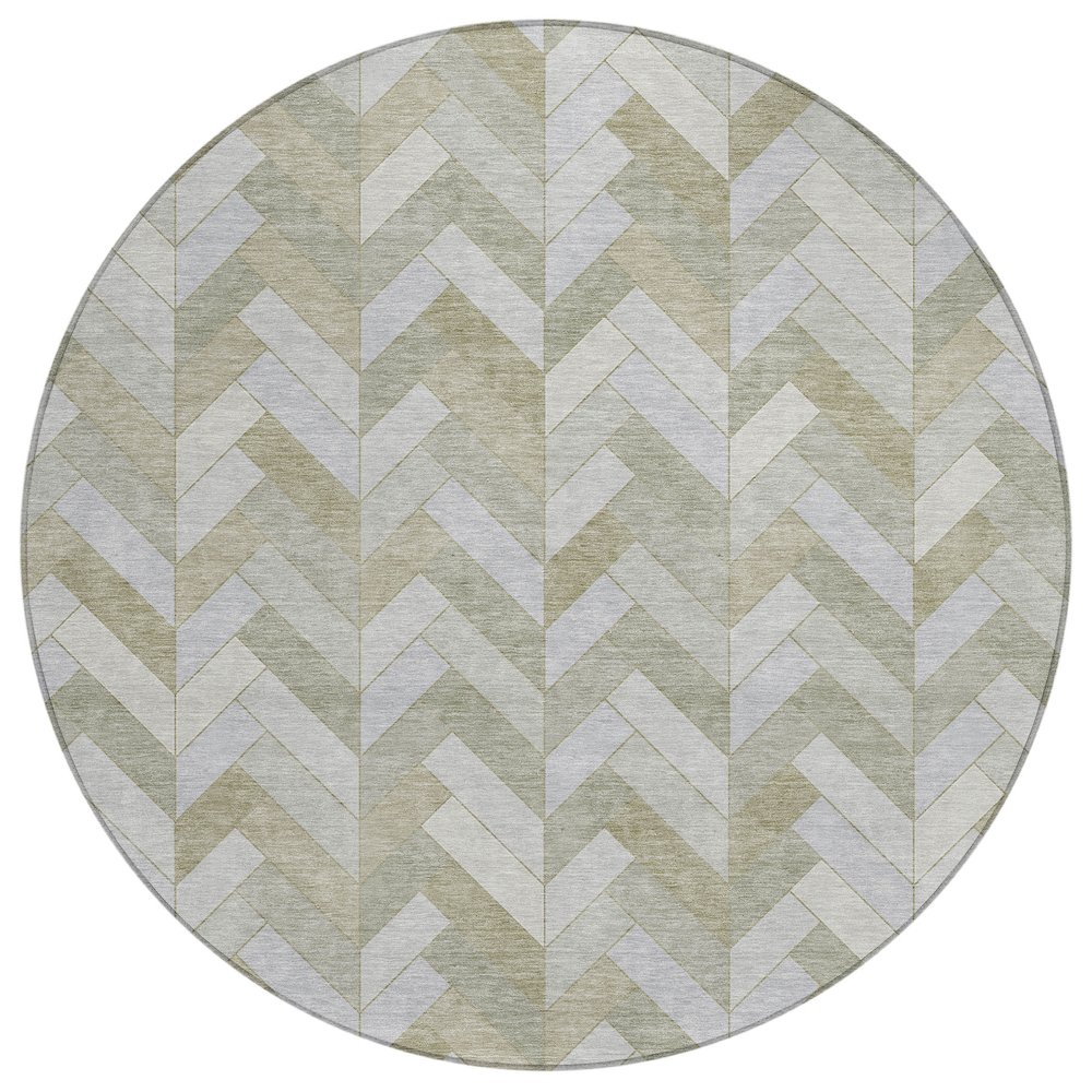 Machine Washable Indoor/Outdoor Chantille ACN2297 Brown 8' x 8' Round Rug. Picture 1