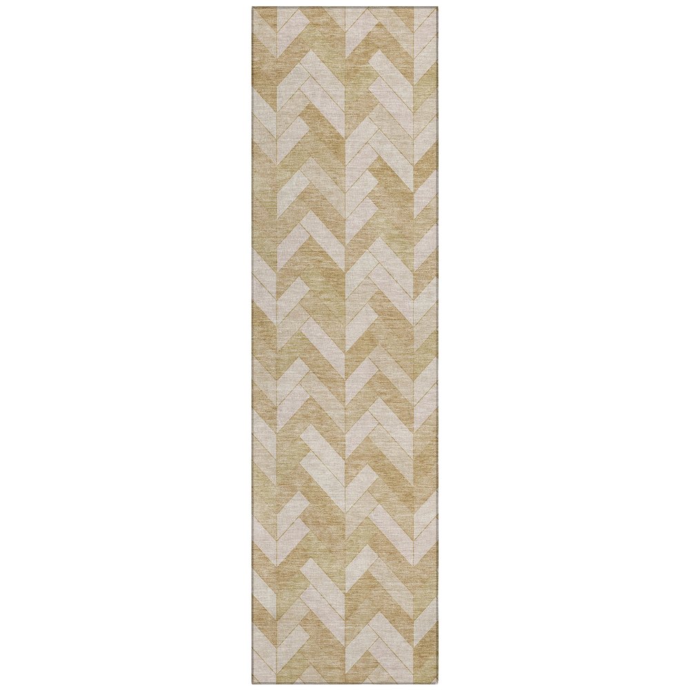 Machine Washable Indoor/Outdoor Chantille ACN2297 Gold 2'3" x 7'6" Runner Rug. Picture 1