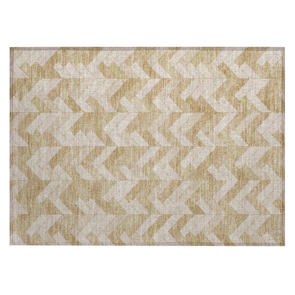 Machine Washable Indoor/Outdoor Chantille ACN2297 Gold 1'8" x 2'6" Rug. Picture 1