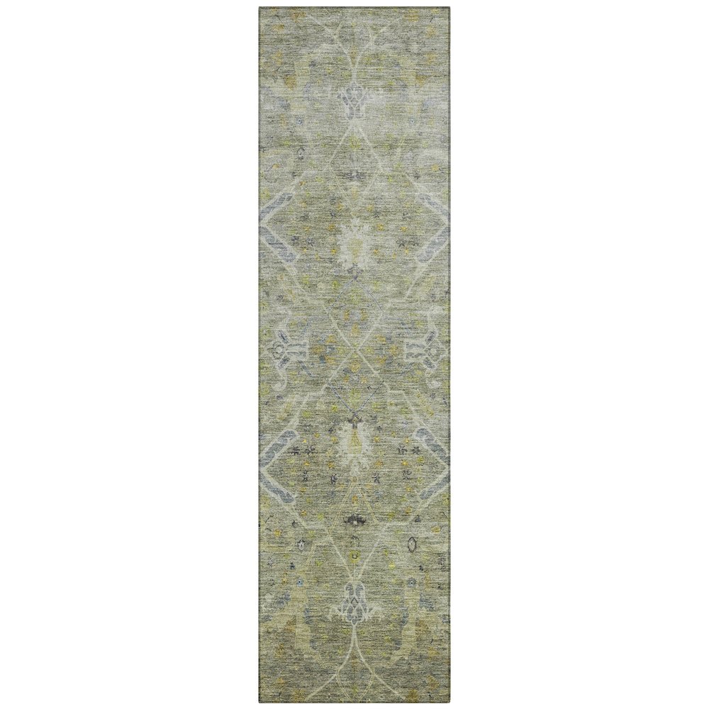 Machine Washable Indoor/Outdoor Chantille ACN2298 Green 2'3" x 7'6" Runner Rug. Picture 1