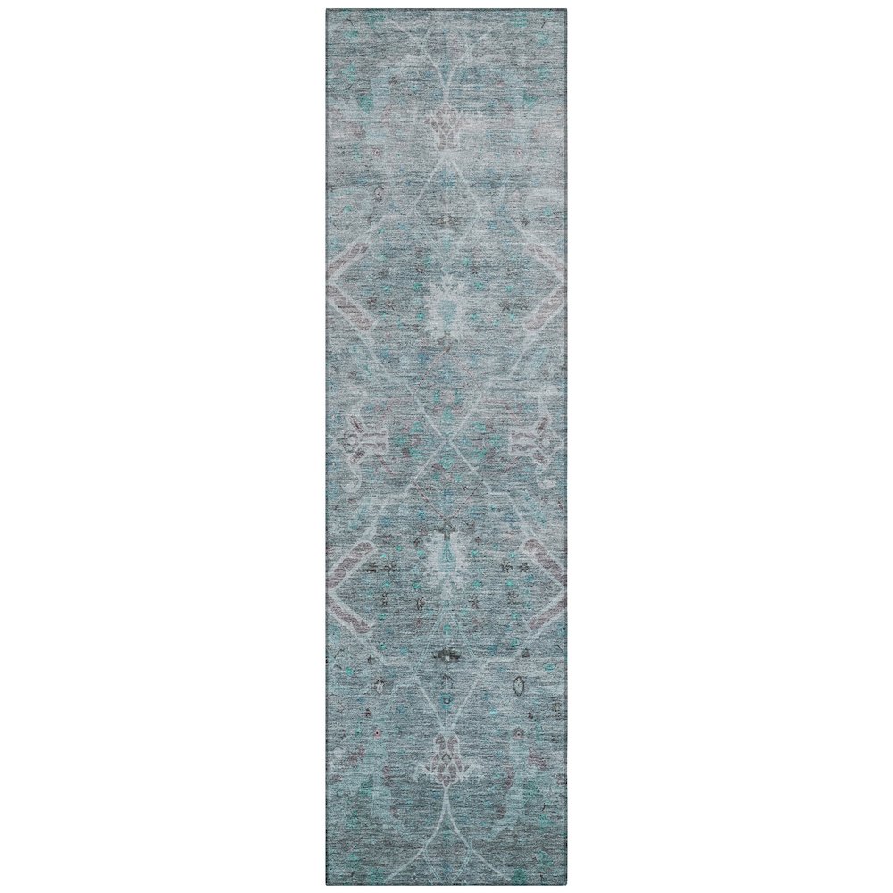 Machine Washable Indoor/Outdoor Chantille ACN2298 Teal 2'3" x 7'6" Runner Rug. Picture 1