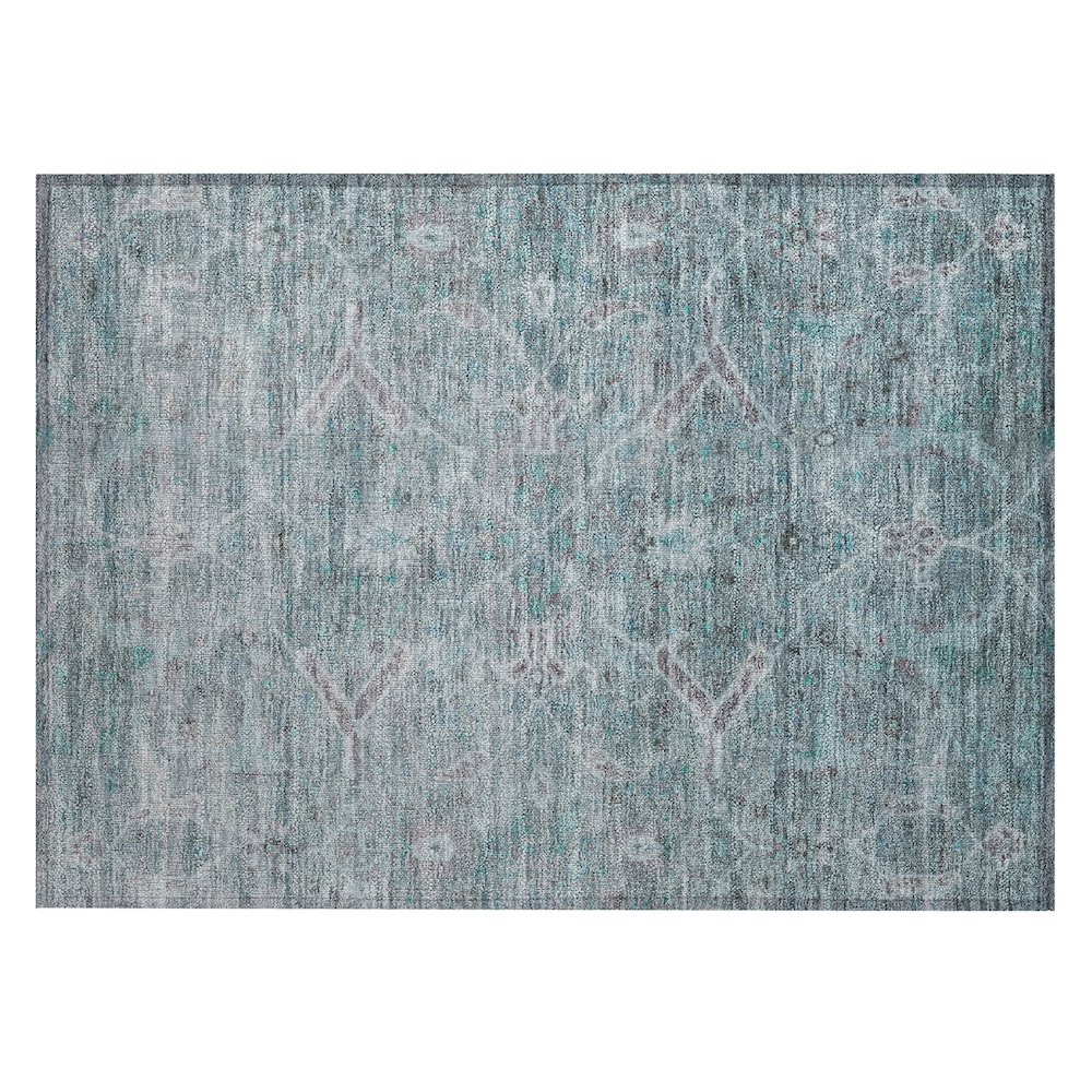 Machine Washable Indoor/Outdoor Chantille ACN2298 Teal 1'8" x 2'6" Rug. Picture 1