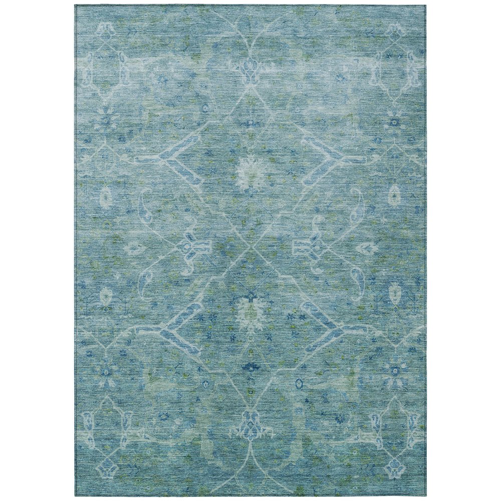 Machine Washable Indoor/Outdoor Chantille ACN2298 Teal 2'6" x 3'10" Rug. Picture 1