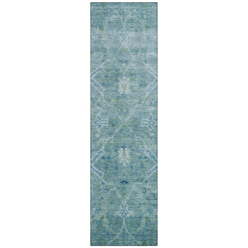 Machine Washable Indoor/Outdoor Chantille ACN2298 Teal 2'3" x 7'6" Runner Rug. Picture 1