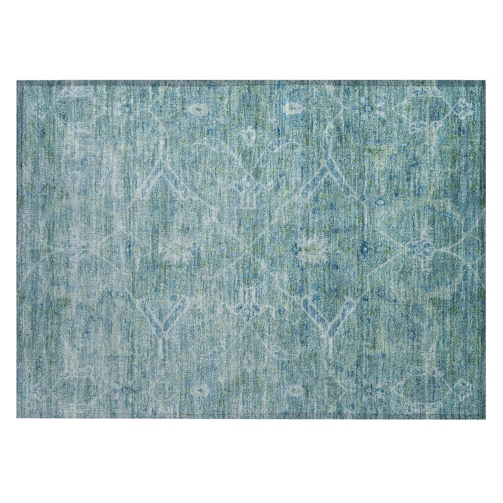 Machine Washable Indoor/Outdoor Chantille ACN2298 Teal 1'8" x 2'6" Rug. Picture 1