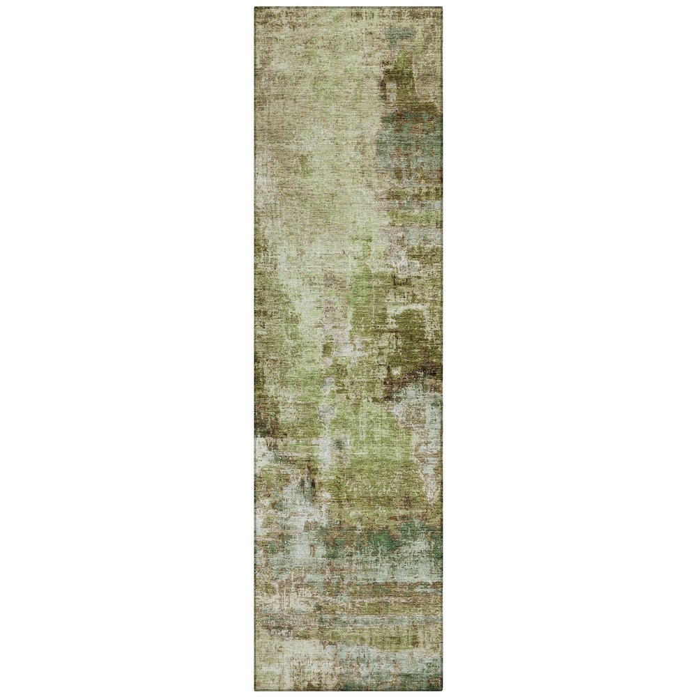 Machine Washable Indoor/Outdoor Chantille ACN2300 Green 2'3" x 7'6" Runner Rug. Picture 1