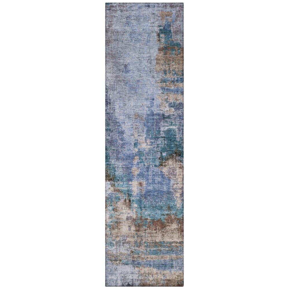 Machine Washable Indoor/Outdoor Chantille ACN2300 Blue 2'3" x 7'6" Runner Rug. Picture 1