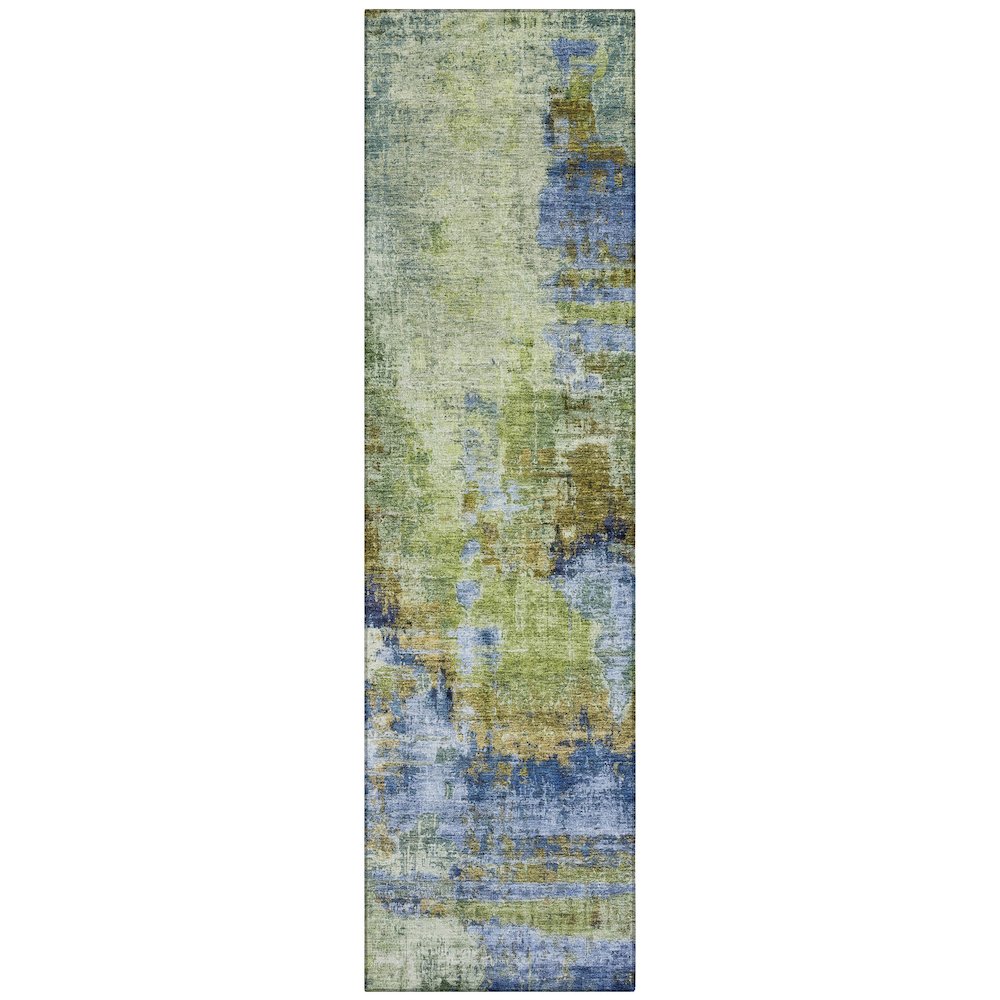 Machine Washable Indoor/Outdoor Chantille ACN2300 Green 2'3" x 7'6" Runner Rug. Picture 1