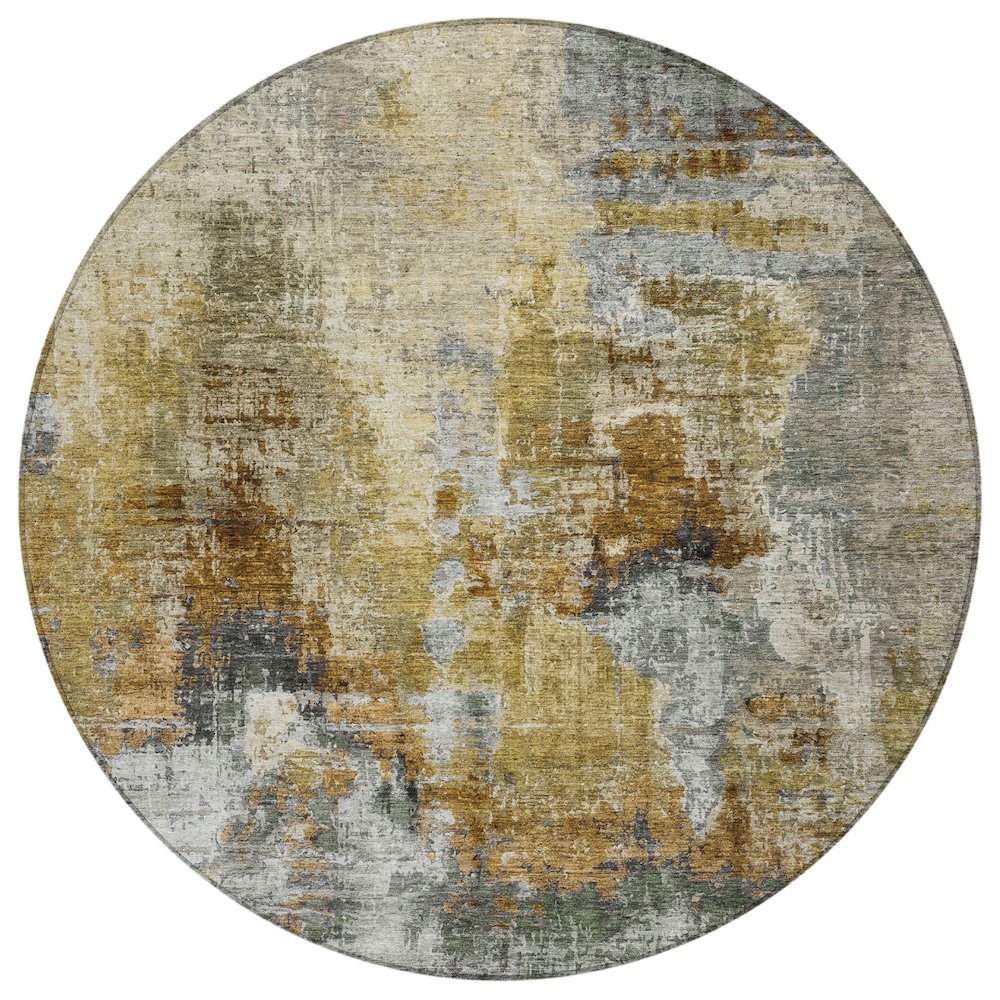 Machine Washable Indoor/Outdoor Chantille ACN2300 Brown 8' x 8' Round Rug. Picture 1