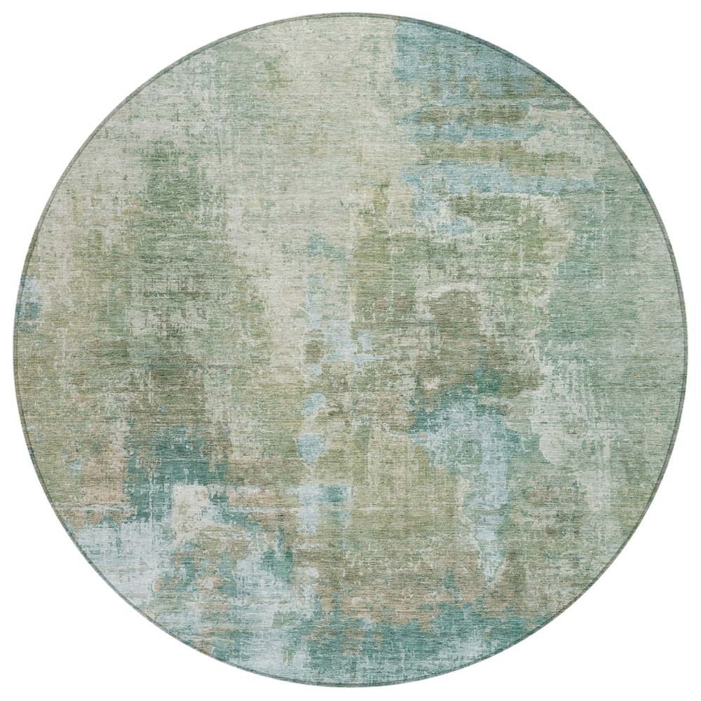 Machine Washable Indoor/Outdoor Chantille ACN2300 Green 8' x 8' Round Rug. Picture 1