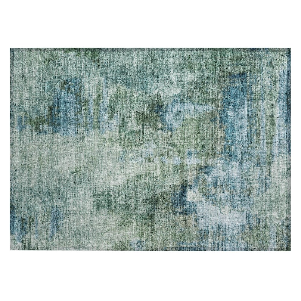 Machine Washable Indoor/Outdoor Chantille ACN2300 Teal 1'8" x 2'6" Rug. Picture 1