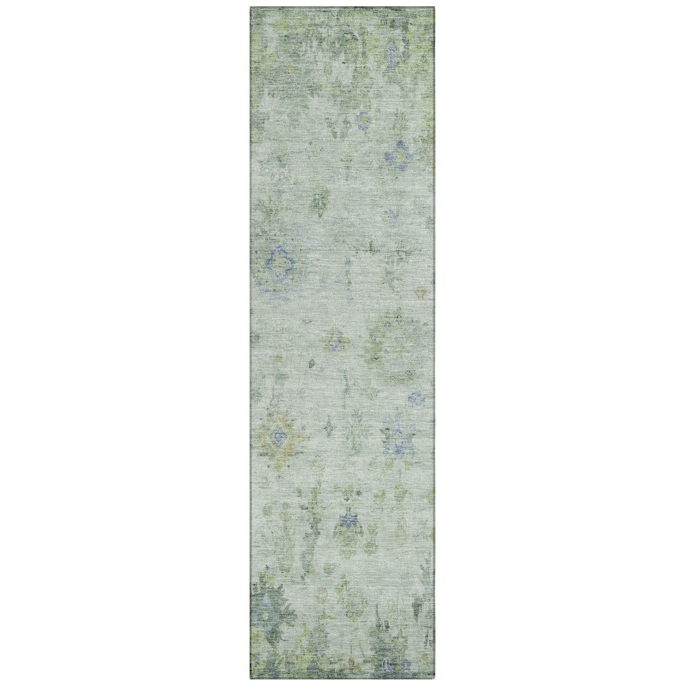 Machine Washable Indoor/Outdoor Chantille ACN2301 Green 2'3" x 7'6" Runner Rug. Picture 1