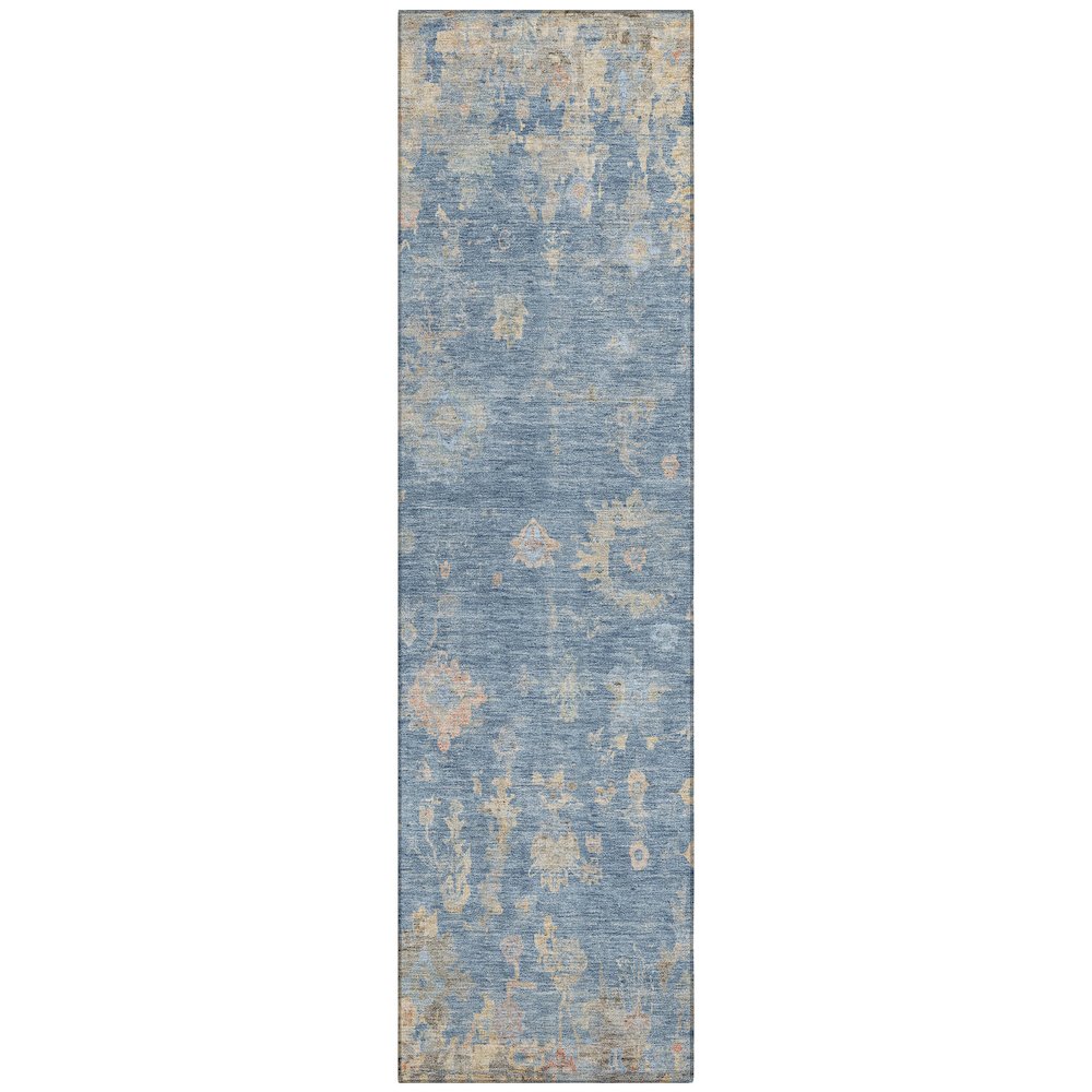 Machine Washable Indoor/Outdoor Chantille ACN2302 Blue 2'3" x 7'6" Runner Rug. Picture 1