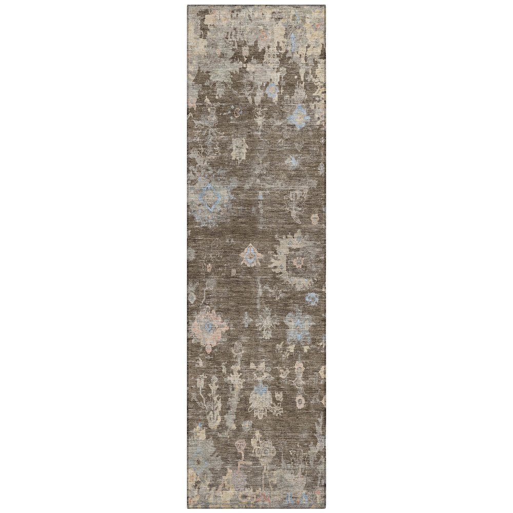 Machine Washable Indoor/Outdoor Chantille ACN2302 Brown 2'3" x 7'6" Runner Rug. Picture 1