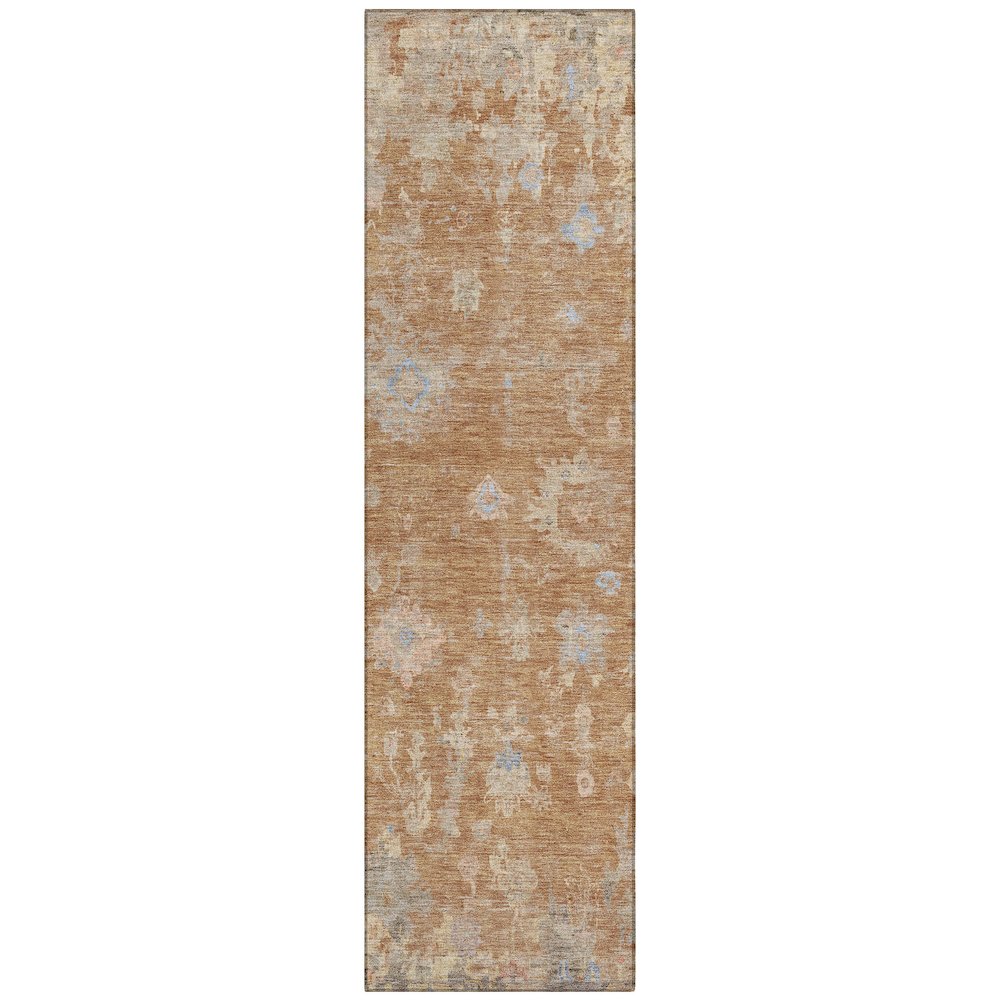 Machine Washable Indoor/Outdoor Chantille ACN2302 Orange 2'3" x 7'6" Runner Rug. Picture 1