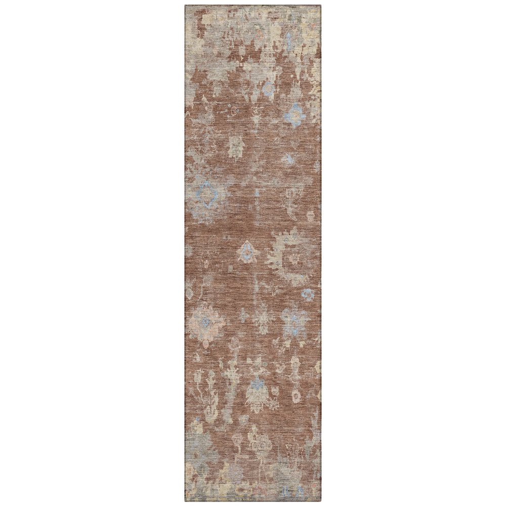 Machine Washable Indoor/Outdoor Chantille ACN2302 Orange 2'3" x 7'6" Runner Rug. Picture 1