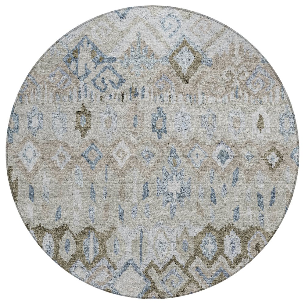 Machine Washable Indoor/Outdoor Chantille ACN2303 Brown 8' x 8' Round Rug. Picture 1