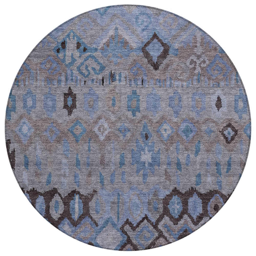 Machine Washable Indoor/Outdoor Chantille ACN2303 Brown 8' x 8' Round Rug. Picture 1