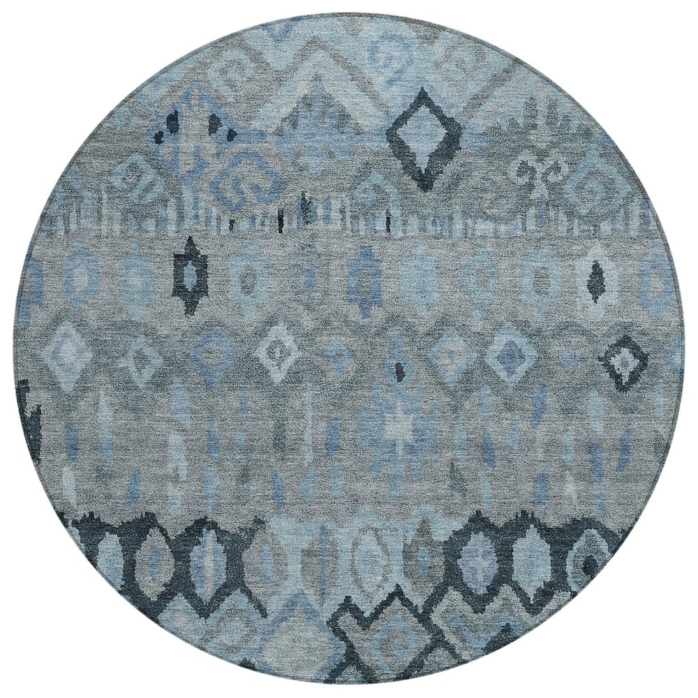Machine Washable Indoor/Outdoor Chantille ACN2303 Gray 8' x 8' Round Rug. Picture 1