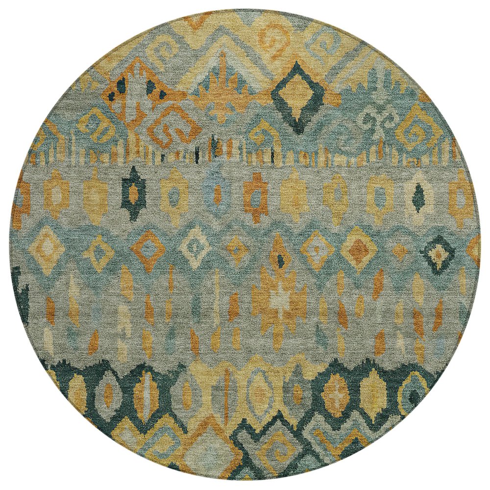Machine Washable Indoor/Outdoor Chantille ACN2303 Green 8' x 8' Round Rug. Picture 1
