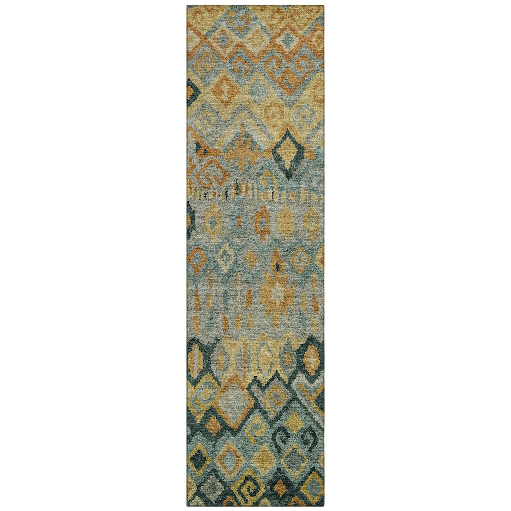 Machine Washable Indoor/Outdoor Chantille ACN2303 Green 2'3" x 7'6" Runner Rug. Picture 1