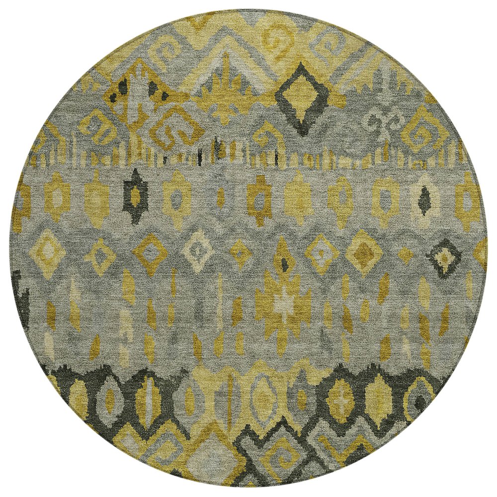Machine Washable Indoor/Outdoor Chantille ACN2303 Gray 8' x 8' Round Rug. Picture 1