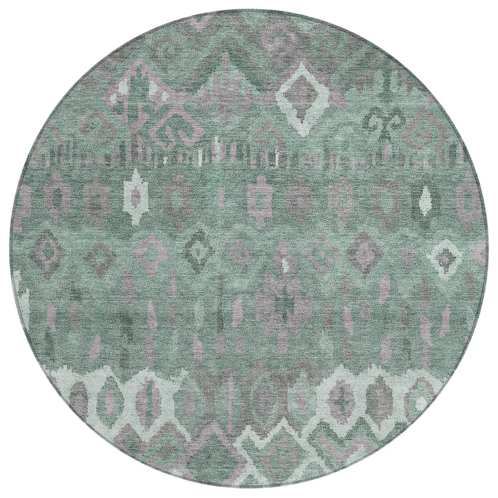 Machine Washable Indoor/Outdoor Chantille ACN2304 Green 8' x 8' Round Rug. Picture 1