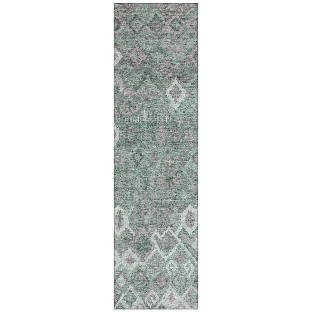 Machine Washable Indoor/Outdoor Chantille ACN2304 Green 2'3" x 7'6" Runner Rug. Picture 1