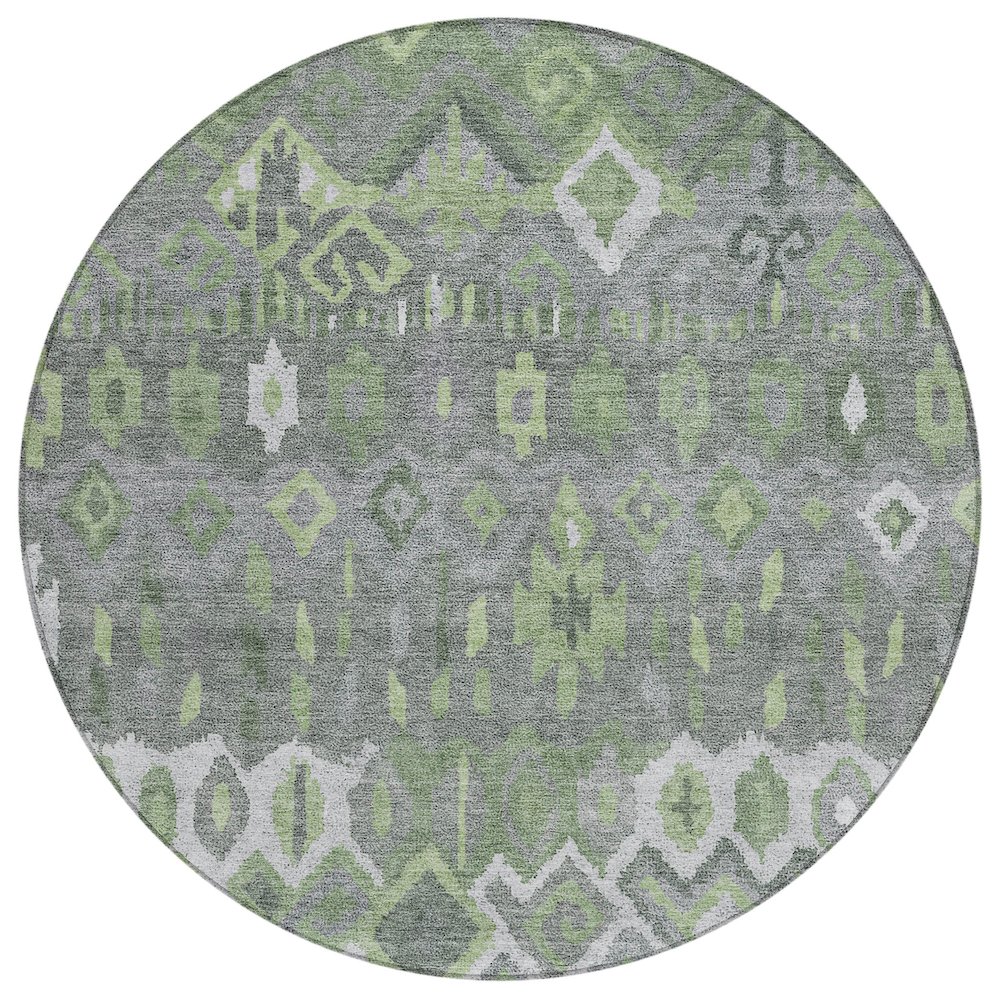 Machine Washable Indoor/Outdoor Chantille ACN2304 Gray 8' x 8' Round Rug. Picture 1
