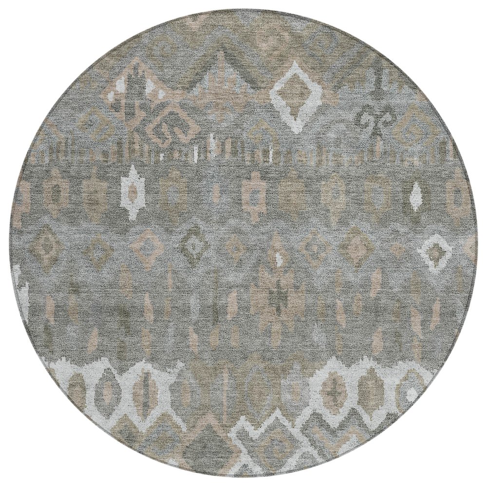 Machine Washable Indoor/Outdoor Chantille ACN2304 Gray 8' x 8' Round Rug. Picture 1