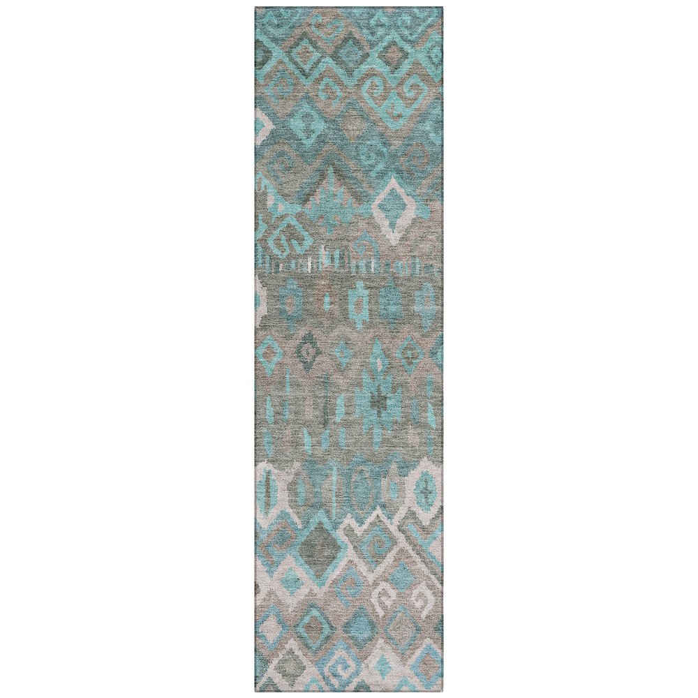 Machine Washable Indoor/Outdoor Chantille ACN2304 Teal 2'3" x 7'6" Runner Rug. Picture 1