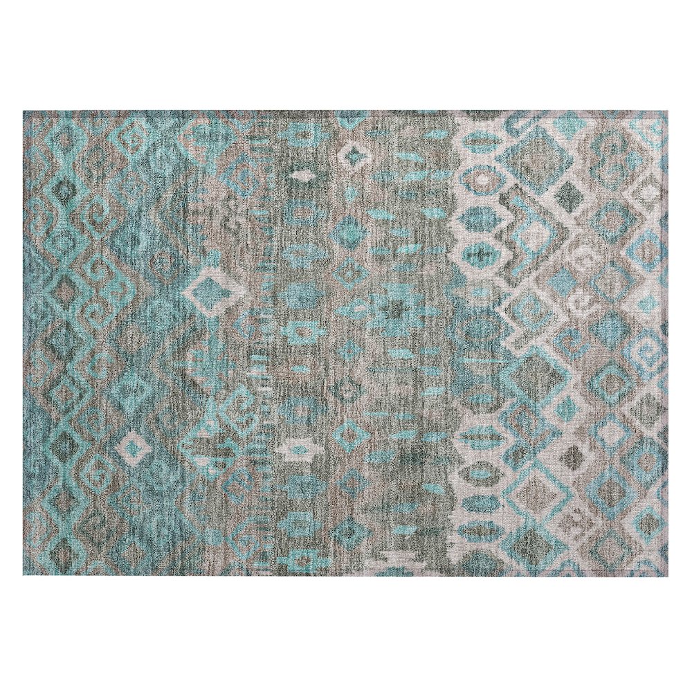 Machine Washable Indoor/Outdoor Chantille ACN2304 Teal 1'8" x 2'6" Rug. Picture 1