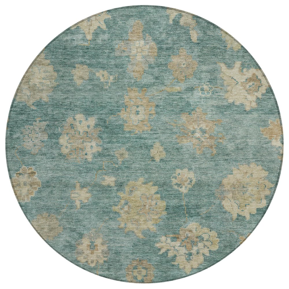 Machine Washable Indoor/Outdoor Chantille ACN2305 Green 8' x 8' Round Rug. Picture 1
