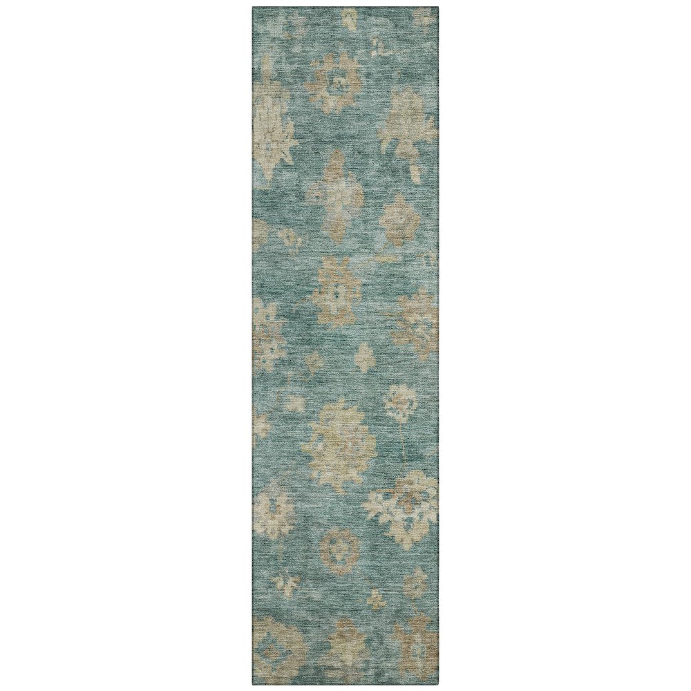 Machine Washable Indoor/Outdoor Chantille ACN2305 Green 2'3" x 7'6" Runner Rug. Picture 1