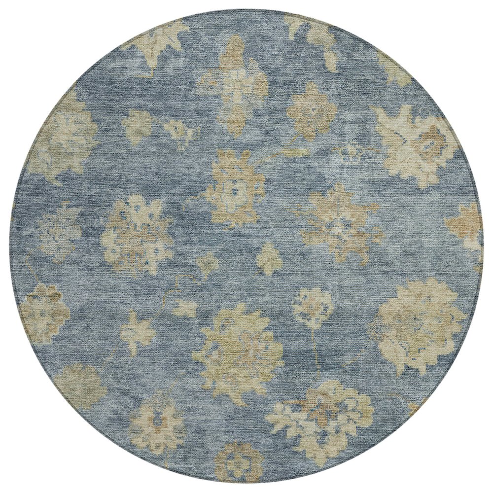 Machine Washable Indoor/Outdoor Chantille ACN2305 Blue 8' x 8' Round Rug. Picture 1