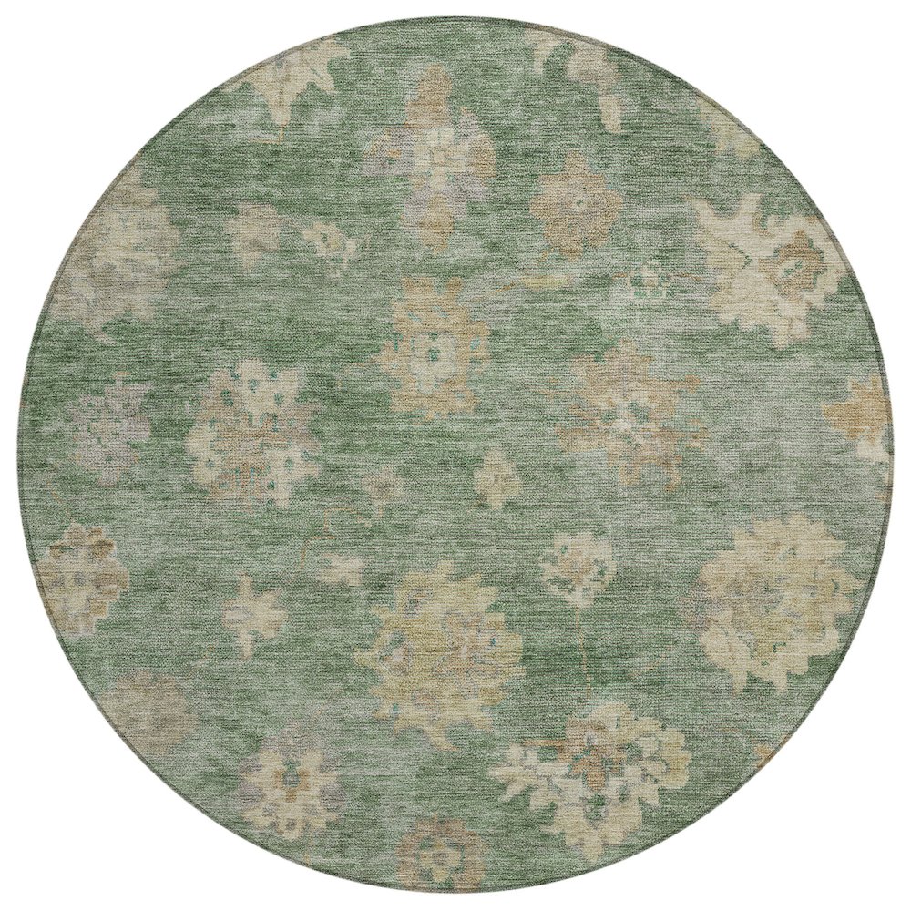 Machine Washable Indoor/Outdoor Chantille ACN2305 Green 8' x 8' Round Rug. Picture 1