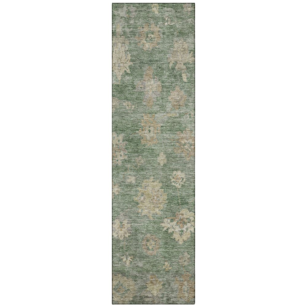 Machine Washable Indoor/Outdoor Chantille ACN2305 Green 2'3" x 7'6" Runner Rug. Picture 1