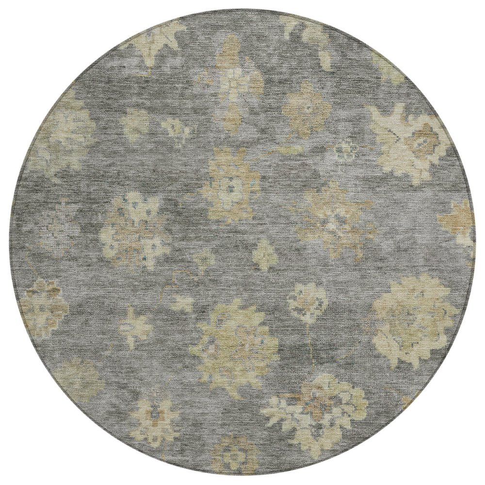 Machine Washable Indoor/Outdoor Chantille ACN2305 Gray 8' x 8' Round Rug. Picture 1