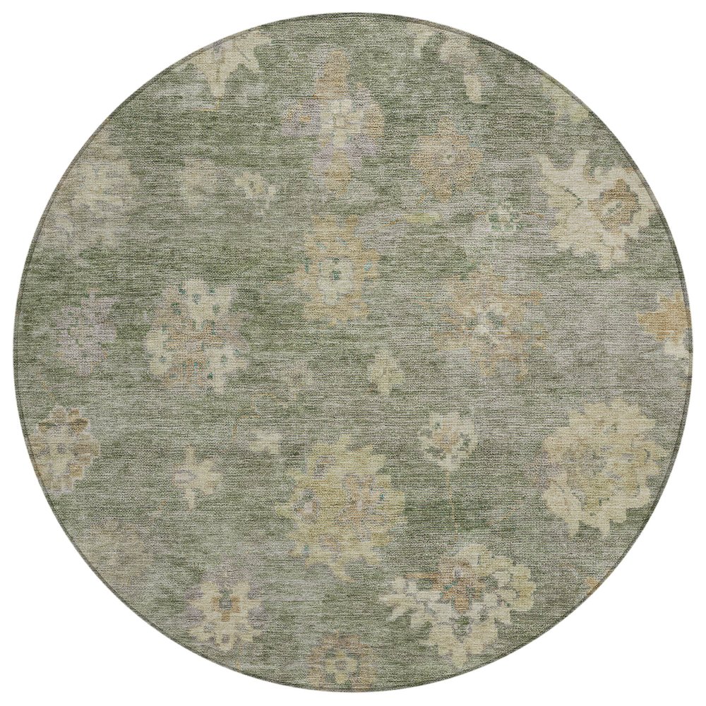 Machine Washable Indoor/Outdoor Chantille ACN2305 Green 8' x 8' Round Rug. Picture 1